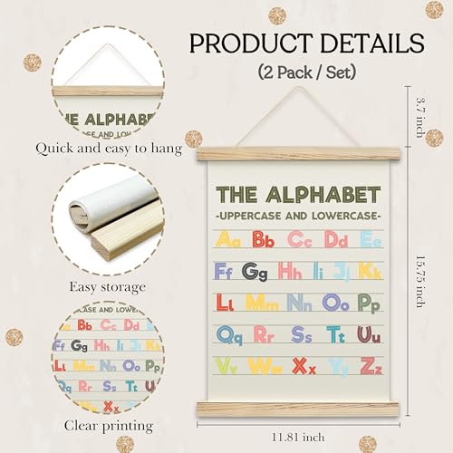 Alphabet Chart and Number Poster with Hanger Frame Set of 2