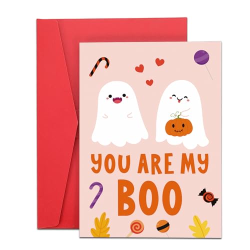 Perleddom Spooky Halloween Boo Basket Greeting Card for Couples