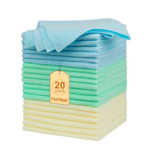 20 Pack Edgeless Microfiber Cleaning Cloths - Lint-Free, Quick Dry Towels for Car Detailing and Kitchen