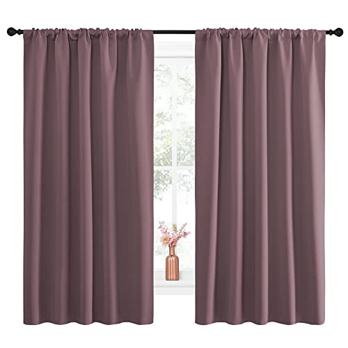 NICETOWN Blackout Curtains - 52" x 63" Dry Rose Room Darkening Drapes, 2 Pack
