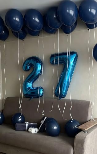 40-Inch Blue Number Balloon for 7th Birthday Decorations