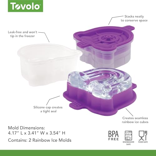Rainbow Ice Mold Set of 2 - Large, Stackable, Slow Melting Silicone Ice Cubes for Cocktails & Drinks