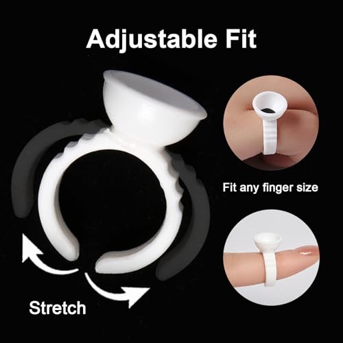 Romlon 300PCS Lash Glue Rings with Divider for Eyelash Extensions and Tattoo Ink