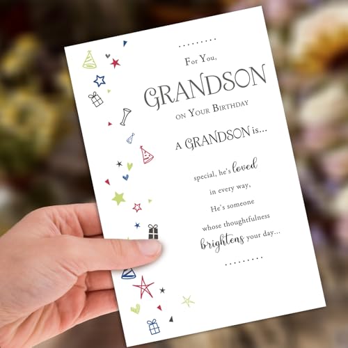 Grandson Birthday Card - Premium 350gsm Greeting Card (Model QQ-133)