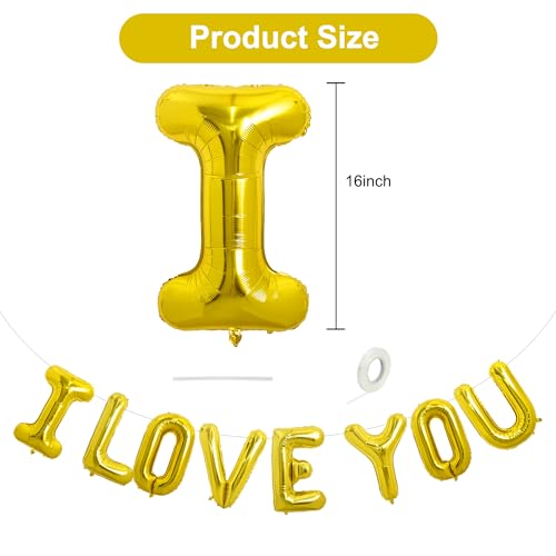 16 Inch Gold I Love You Foil Balloons for Valentine's Day Party