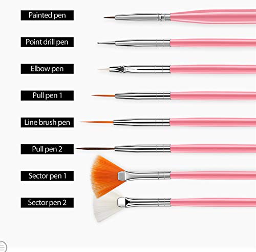 15-Piece Nail Art Brush and Dotting Tool Set for Manicure Design