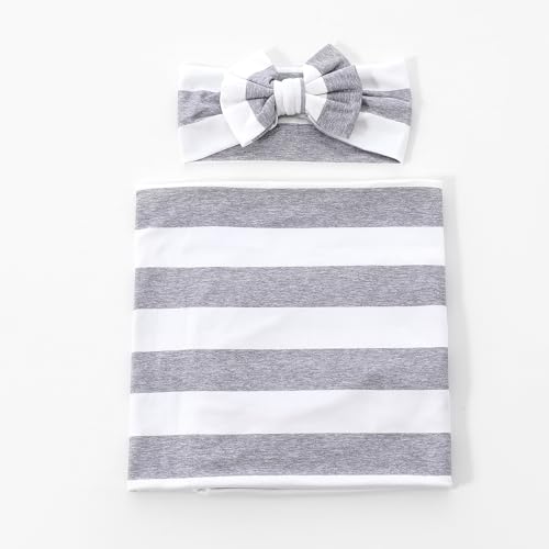 Galabloomer Newborn Swaddle Blanket and Headband Set - Stretchy Stripe