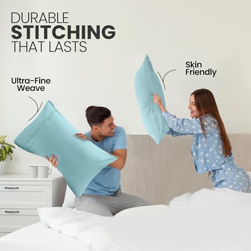Spa Blue King Size Pillow Cases Set of 4, Ultra Soft Microfiber