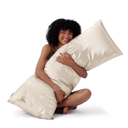 Bedsure 20" x 54" Satin Body Pillowcase - Beige, Soft & Smooth