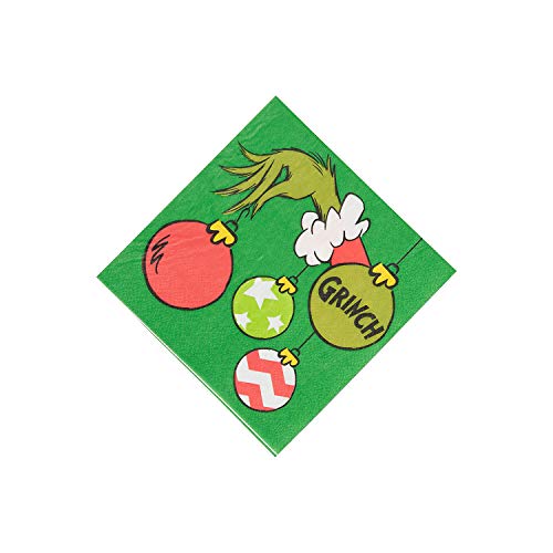 Christmas Cocktail Napkins - Grinch Theme, 16 Pack