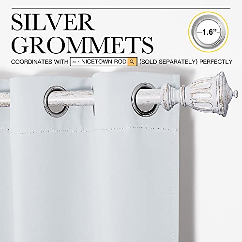 NICETOWN Room Darkening Curtains - Thermal Insulated Grommet Panels, 42" x 40", Greyish White (2 Panels)