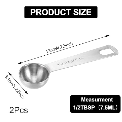 Lusofie 2 PCS Stainless Steel Measuring Spoons 7.5ml for Cooking