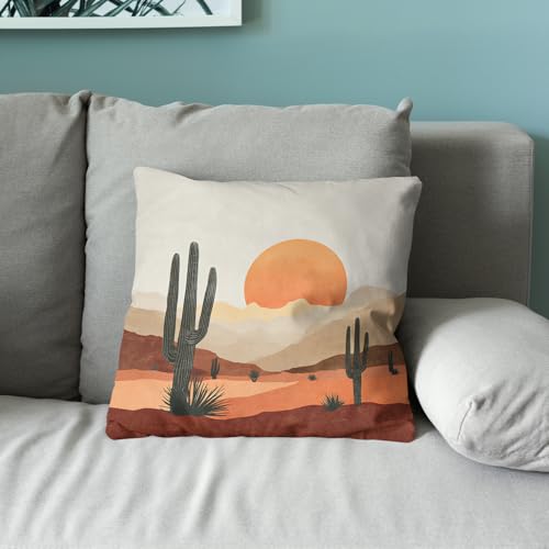Boho Western Throw Pillow Cover 18x18, Southwest Desert Landscape Case