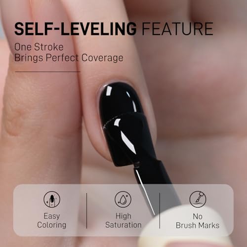 GAOY Jet Black Gel Nail Polish 16ml - Self-Leveling UV Cure