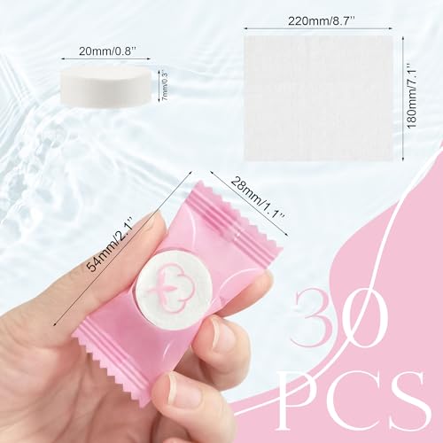Quacc 30 PCS Disposable Compressed Face Towels - Portable Coin Cotton Wipes