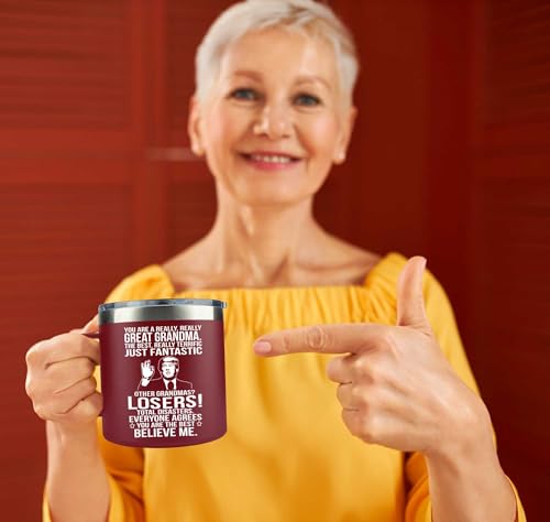 Grandma Gifts Mug - 14oz Burgundy Insulated Stainless Steel - Variation of GRANDMA