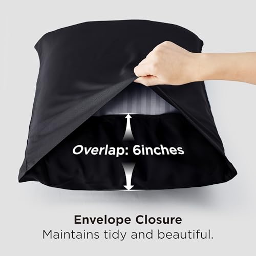 Bedsure Black Bamboo Pillow Cases Set of 2 - Standard Size 20" x 26"