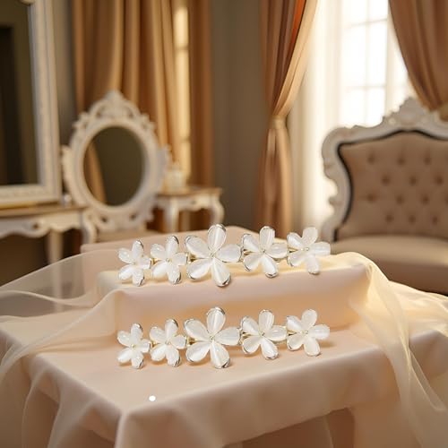 Gold Flower Opal Hair Clips 2-Piece Sparkly Wedding Barrettes