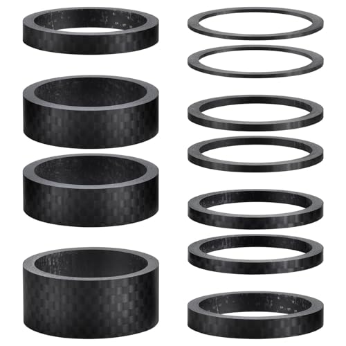 11PCS Bike Carbon Fiber Headset Spacers, Matte Finish, Fits 1-1/8 Inch Stem for MTB, Road Bicycle Handlebar Stems, (15/10/5/3/2/1mm) 6 Sizes