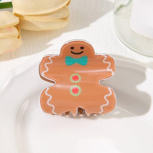 LETSWIN Gingerbread Man Hair Claw Clip Cute Christmas Acrylic Jaw Clip