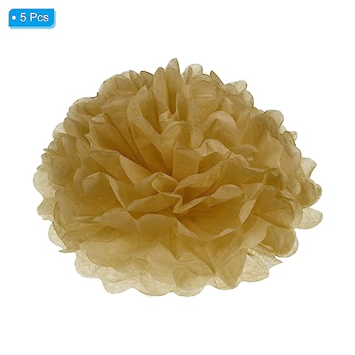 Khaki Tissue Pom Poms - 8 Inch Paper Flower Balls (5 Pack) for Party Decor