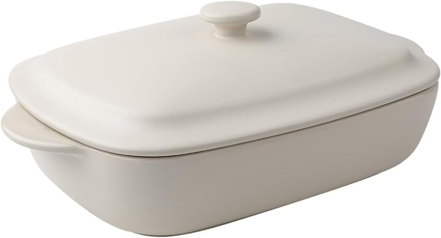 Regine Switzerland Ceramic Casserole Dish - 33oz Covered Rectangular Bakeware | Oven & Dishwasher Safe