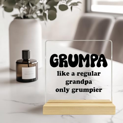 Funny Grandpa Acrylic Desk Sign - Grumpier Than Regular Grandpa Gift