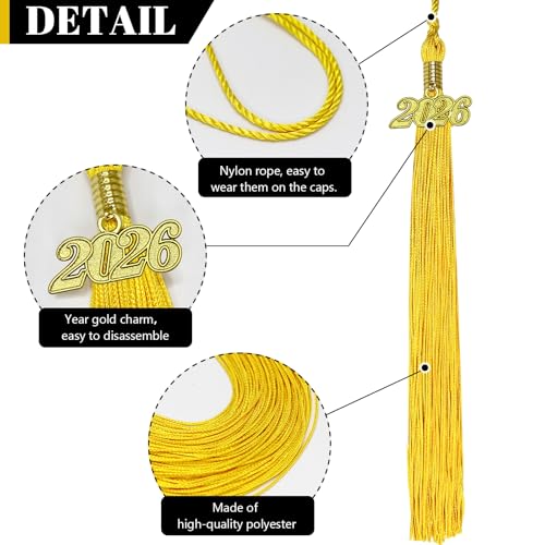 2026 Gold Graduation Tassel with Date Charm - 9.4 Inches