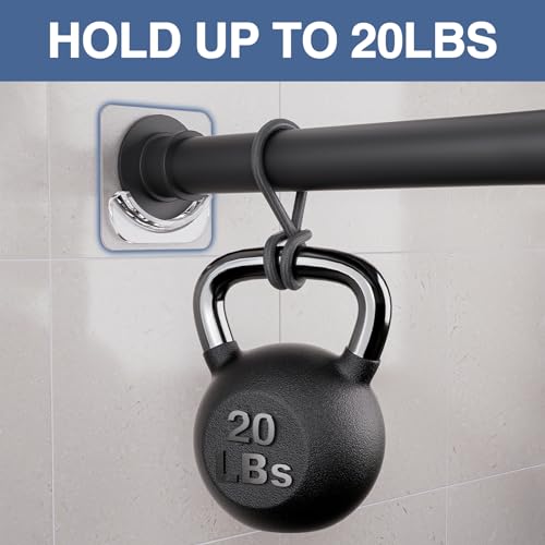 2 Pack Adhesive Curtain Rod Holders - No Drilling, Clear Bathroom Brackets
