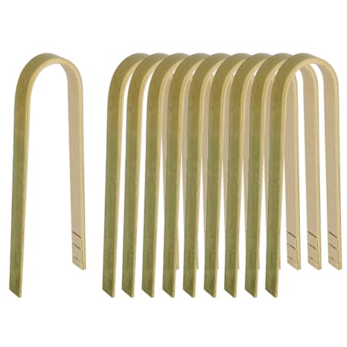 5 Pack Mini Bamboo Tongs - 3.94 Inch Disposable Serving Utensils