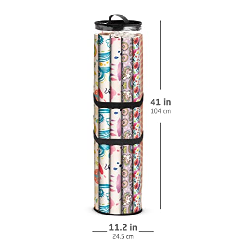 ZOBER Round Christmas Gift Wrapping Paper Organizer - Black Transparent