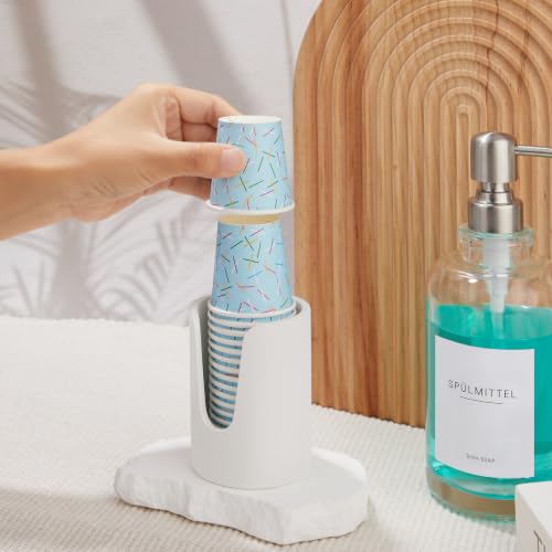Diatomaceous Earth Bathroom Cup Dispenser - 3oz Holder for Counter
