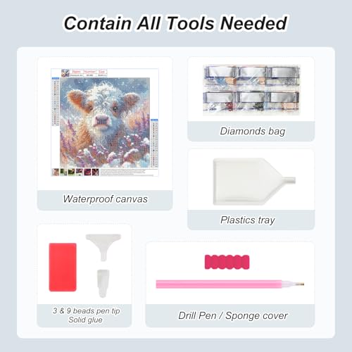 Aicomeon 5D Cow Diamond Art Kit for Adults - 12x12 Inch DIY Craft