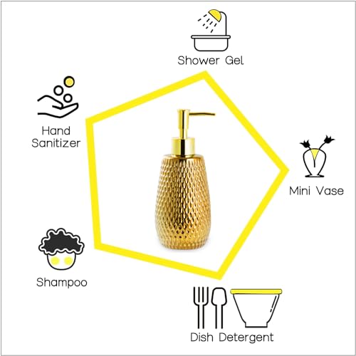 Gold Raindrop Ceramic Soap Dispenser - 12 oz Bathroom & Kitchen
