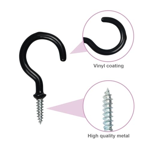 5 Pack Vinyl Coated Ceiling Hooks - 1.25 Inch Screw-in Mug Hooks