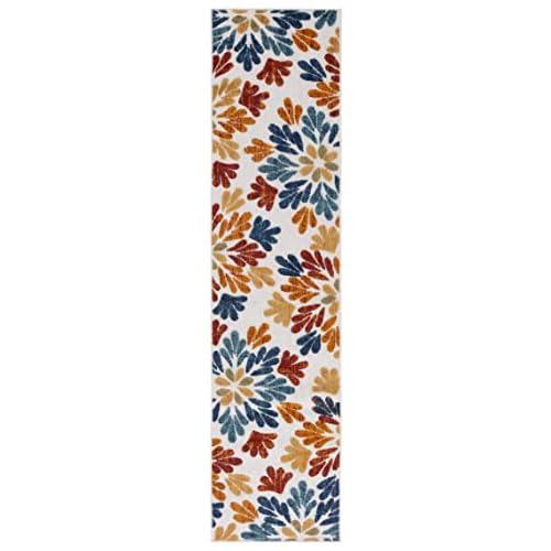 SAFAVIEH Washable Rug Outdoor Cabana Collection - 2' x 6' Runner, Cream & Red, Non-Shedding & Easy to Clean, Ideal for Patio, Backyard, Mudroom (CBN800A)