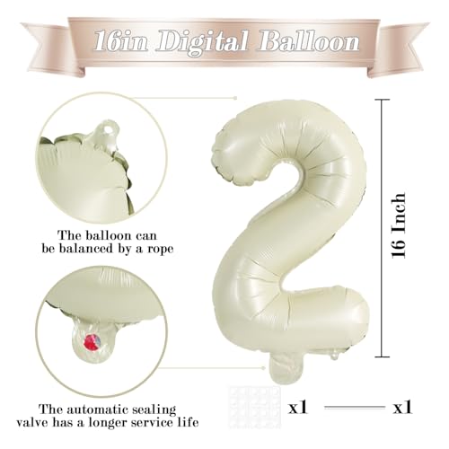 TONIFUL 16 Inch Cream White Number Balloons, 0-9 Foil Digit Set for Party