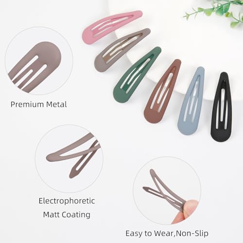 TEBIEKOY 36-Piece Metal Snap Hair Clips 1.96-Inch Tear Drop Hair Barrettes