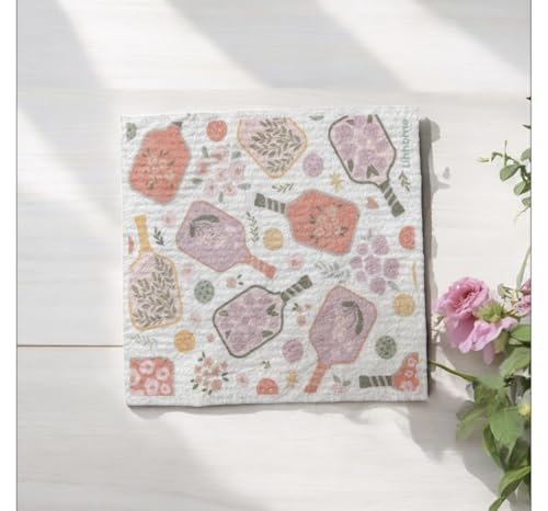 Linhome Swedish Dishcloth - Floral Pickleball Paddle Reusable Sponge