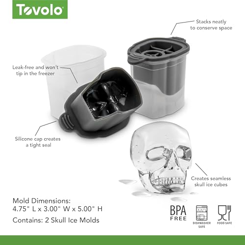 Tovolo Skull Ice Molds Set of 2 - Creative Silicone Drink Chillers