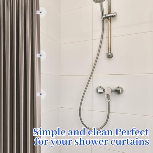 4-Pack Self-Adhesive Shower Curtain Clips - Clear Splash Guard Holders