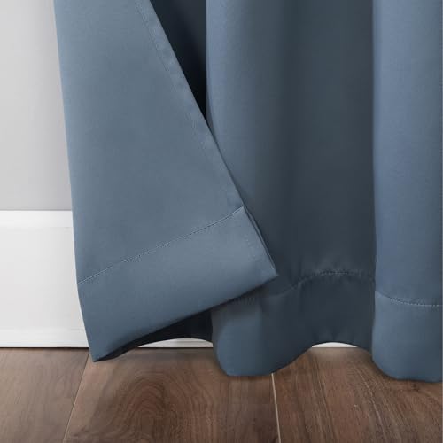 Sun Zero Easton Blackout Grommet Curtain Panel, 40" x 84", Denim Blue