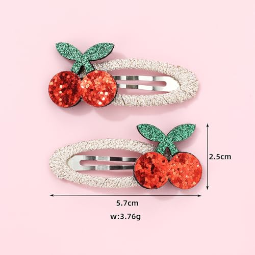 ZOONAI Glitter Cherry Hair Clips for Baby Girls Cute Cartoon Headwear 2Pcs