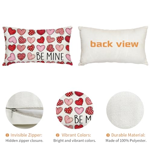Valentine's Day Pillow Cover 12x20 Inch Colorful Heart Decor