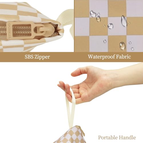 Ethereal Small Checked Travel Makeup Bag with Brush Holder