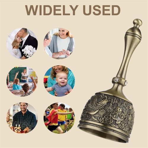 Vintage Brass Hand Bell - Loud Service Call Bell for Dinner or Meditation
