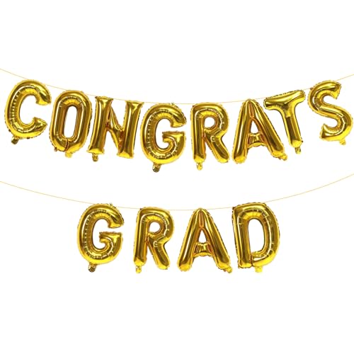 KALOR Gold 16 Inch Congrats Grad Banner Balloons for Graduation Party 2026