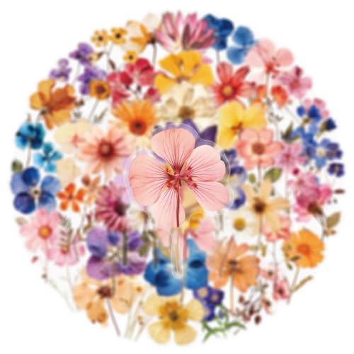 50 Pcs Waterproof Pressed Dried Flower Stickers for Journaling