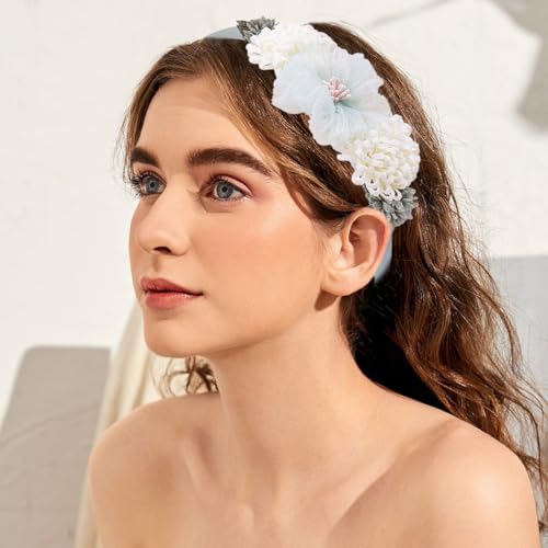 Ainvhh 2 PCS Rose Flower Headband Boho Floral Hair Band Crown for Women