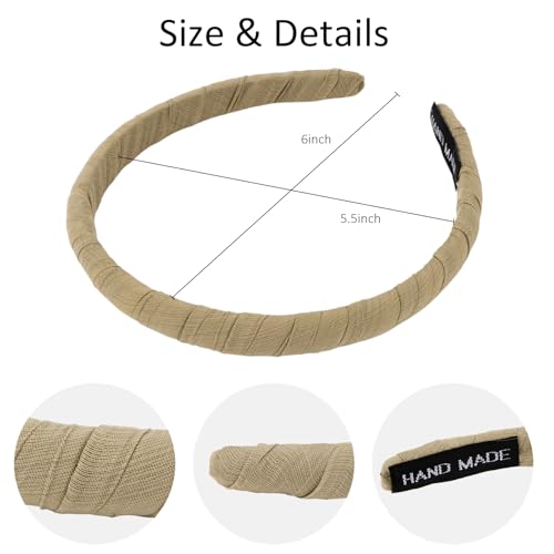 WHAVEL Thin Fabric Headbands for Women 5-Pack Non-Slip Hair Bands
